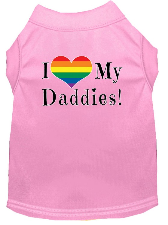 I heart my Daddies Screen Print Dog Shirt Light Pink Lg